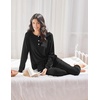 image:imageEkouaer Womens Pajamas Long Sleeve Jogger Sets Comfy Pjs Soft Loungewear 2 Piece Lounge Sets with Pockets SXXLBlack