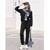 image:imageEkouaer Womens Pajamas Long Sleeve Jogger Sets Comfy Pjs Soft Loungewear 2 Piece Lounge Sets with Pockets SXXLBlack
