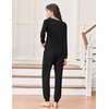 image:imageEkouaer Womens Pajamas Long Sleeve Jogger Sets Comfy Pjs Soft Loungewear 2 Piece Lounge Sets with Pockets SXXLBlack