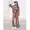 image:imageEkouaer Womens Pajamas Long Sleeve Jogger Sets Comfy Pjs Soft Loungewear 2 Piece Lounge Sets with Pockets SXXLBrown