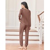 image:imageEkouaer Womens Pajamas Long Sleeve Jogger Sets Comfy Pjs Soft Loungewear 2 Piece Lounge Sets with Pockets SXXLBrown