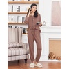 image:imageEkouaer Womens Pajamas Long Sleeve Jogger Sets Comfy Pjs Soft Loungewear 2 Piece Lounge Sets with Pockets SXXLBrown