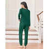 image:imageEkouaer Womens Pajamas Long Sleeve Jogger Sets Comfy Pjs Soft Loungewear 2 Piece Lounge Sets with Pockets SXXLDark Green