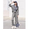 image:imageEkouaer Womens Pajamas Long Sleeve Jogger Sets Comfy Pjs Soft Loungewear 2 Piece Lounge Sets with Pockets SXXLDark Grey