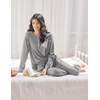 image:imageEkouaer Womens Pajamas Long Sleeve Jogger Sets Comfy Pjs Soft Loungewear 2 Piece Lounge Sets with Pockets SXXLDark Grey