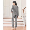 image:imageEkouaer Womens Pajamas Long Sleeve Jogger Sets Comfy Pjs Soft Loungewear 2 Piece Lounge Sets with Pockets SXXLDark Grey