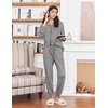 image:imageEkouaer Womens Pajamas Long Sleeve Jogger Sets Comfy Pjs Soft Loungewear 2 Piece Lounge Sets with Pockets SXXLDark Grey