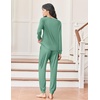 image:imageEkouaer Womens Pajamas Long Sleeve Jogger Sets Comfy Pjs Soft Loungewear 2 Piece Lounge Sets with Pockets SXXLGreen
