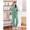 image:imageEkouaer Womens Pajamas Long Sleeve Jogger Sets Comfy Pjs Soft Loungewear 2 Piece Lounge Sets with Pockets SXXLGreen