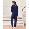 image:imageEkouaer Womens Pajamas Long Sleeve Jogger Sets Comfy Pjs Soft Loungewear 2 Piece Lounge Sets with Pockets SXXLNavy Blue