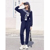 image:imageEkouaer Womens Pajamas Long Sleeve Jogger Sets Comfy Pjs Soft Loungewear 2 Piece Lounge Sets with Pockets SXXLNavy Blue