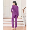 image:imageEkouaer Womens Pajamas Long Sleeve Jogger Sets Comfy Pjs Soft Loungewear 2 Piece Lounge Sets with Pockets SXXLPurple