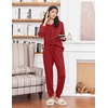 image:imageEkouaer Womens Pajamas Long Sleeve Jogger Sets Comfy Pjs Soft Loungewear 2 Piece Lounge Sets with Pockets SXXLWine Red