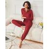 image:imageEkouaer Womens Pajamas Long Sleeve Jogger Sets Comfy Pjs Soft Loungewear 2 Piece Lounge Sets with Pockets SXXLWine Red