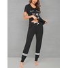 image:imageEkouaer Womens Pajamas Set 2 Piece Lounge Pj Set Short Sleeve Sleepwear Tops with Joggers Pants Loungewear Print NightwearBlack 2