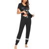 image:imageEkouaer Womens Pajamas Set 2 Piece Lounge Pj Set Short Sleeve Sleepwear Tops with Joggers Pants Loungewear Print NightwearBlack 2