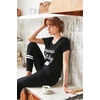 image:imageEkouaer Womens Pajamas Set 2 Piece Lounge Pj Set Short Sleeve Sleepwear Tops with Joggers Pants Loungewear Print NightwearBlack
