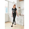 image:imageEkouaer Womens Pajamas Set 2 Piece Lounge Pj Set Short Sleeve Sleepwear Tops with Joggers Pants Loungewear Print NightwearBlack