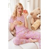 image:imageEkouaer Womens Pajamas Set 2 Piece Lounge Pj Set Short Sleeve Sleepwear Tops with Joggers Pants Loungewear Print NightwearBlue Teddy