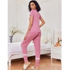 image:imageEkouaer Womens Pajamas Set 2 Piece Lounge Pj Set Short Sleeve Sleepwear Tops with Joggers Pants Loungewear Print NightwearDark Pink