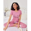 image:imageEkouaer Womens Pajamas Set 2 Piece Lounge Pj Set Short Sleeve Sleepwear Tops with Joggers Pants Loungewear Print NightwearDark Pink