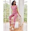 image:imageEkouaer Womens Pajamas Set 2 Piece Lounge Pj Set Short Sleeve Sleepwear Tops with Joggers Pants Loungewear Print NightwearDark Pink