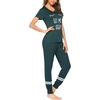 image:imageEkouaer Womens Pajamas Set 2 Piece Lounge Pj Set Short Sleeve Sleepwear Tops with Joggers Pants Loungewear Print NightwearDeep Green