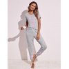 image:imageEkouaer Womens Pajamas Set 2 Piece Lounge Pj Set Short Sleeve Sleepwear Tops with Joggers Pants Loungewear Print NightwearLight Grey2
