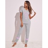 image:imageEkouaer Womens Pajamas Set 2 Piece Lounge Pj Set Short Sleeve Sleepwear Tops with Joggers Pants Loungewear Print NightwearLight Grey2