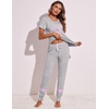 image:imageEkouaer Womens Pajamas Set 2 Piece Lounge Pj Set Short Sleeve Sleepwear Tops with Joggers Pants Loungewear Print NightwearLight Grey2