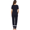 image:imageEkouaer Womens Pajamas Set 2 Piece Lounge Pj Set Short Sleeve Sleepwear Tops with Joggers Pants Loungewear Print NightwearNavy Blue