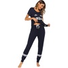 image:imageEkouaer Womens Pajamas Set 2 Piece Lounge Pj Set Short Sleeve Sleepwear Tops with Joggers Pants Loungewear Print NightwearNavy Blue
