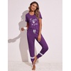 image:imageEkouaer Womens Pajamas Set 2 Piece Lounge Pj Set Short Sleeve Sleepwear Tops with Joggers Pants Loungewear Print NightwearPattern2