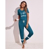 image:imageEkouaer Womens Pajamas Set 2 Piece Lounge Pj Set Short Sleeve Sleepwear Tops with Joggers Pants Loungewear Print NightwearPattern3