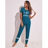 image:imageEkouaer Womens Pajamas Set 2 Piece Lounge Pj Set Short Sleeve Sleepwear Tops with Joggers Pants Loungewear Print NightwearPattern3
