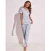 image:imageEkouaer Womens Pajamas Set 2 Piece Lounge Pj Set Short Sleeve Sleepwear Tops with Joggers Pants Loungewear Print NightwearPattern4