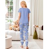 image:imageEkouaer Womens Pajamas Set 2 Piece Lounge Pj Set Short Sleeve Sleepwear Tops with Joggers Pants Loungewear Print NightwearPink Teddy