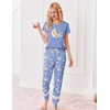 image:imageEkouaer Womens Pajamas Set 2 Piece Lounge Pj Set Short Sleeve Sleepwear Tops with Joggers Pants Loungewear Print NightwearPink Teddy