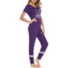image:imageEkouaer Womens Pajamas Set 2 Piece Lounge Pj Set Short Sleeve Sleepwear Tops with Joggers Pants Loungewear Print NightwearPurple