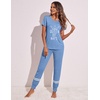 image:imageEkouaer Womens Pajamas Set 2 Piece Lounge Pj Set Short Sleeve Sleepwear Tops with Joggers Pants Loungewear Print NightwearSky Blue