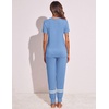 image:imageEkouaer Womens Pajamas Set 2 Piece Lounge Pj Set Short Sleeve Sleepwear Tops with Joggers Pants Loungewear Print NightwearSky Blue