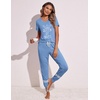 image:imageEkouaer Womens Pajamas Set 2 Piece Lounge Pj Set Short Sleeve Sleepwear Tops with Joggers Pants Loungewear Print NightwearSky Blue