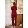 image:imageEkouaer Womens Pajamas Set 2 Piece Lounge Pj Set Short Sleeve Sleepwear Tops with Joggers Pants Loungewear Print NightwearWine Red