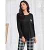 image:imageEkouaer Womens Pajamas Set Long Sleeve Christmas PJ Sets Soft Lounge Set for Women Sleepwear Joggers with PocketsBlack and Dark Gray Plaid