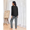 image:imageEkouaer Womens Pajamas Set Long Sleeve Christmas PJ Sets Soft Lounge Set for Women Sleepwear Joggers with PocketsBlack and Dark Gray Plaid