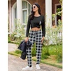 image:imageEkouaer Womens Pajamas Set Long Sleeve Christmas PJ Sets Soft Lounge Set for Women Sleepwear Joggers with PocketsBlack and Dark Gray Plaid