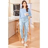 image:imageEkouaer Womens Pajamas Set Long Sleeve Christmas PJ Sets Soft Lounge Set for Women Sleepwear Joggers with PocketsBlue Flowers