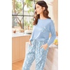 image:imageEkouaer Womens Pajamas Set Long Sleeve Christmas PJ Sets Soft Lounge Set for Women Sleepwear Joggers with PocketsBlue Flowers