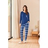 image:imageEkouaer Womens Pajamas Set Long Sleeve Christmas PJ Sets Soft Lounge Set for Women Sleepwear Joggers with PocketsBlue Plaid