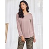 image:imageEkouaer Womens Pajamas Set Long Sleeve Christmas PJ Sets Soft Lounge Set for Women Sleepwear Joggers with PocketsDark Pink  Leopard